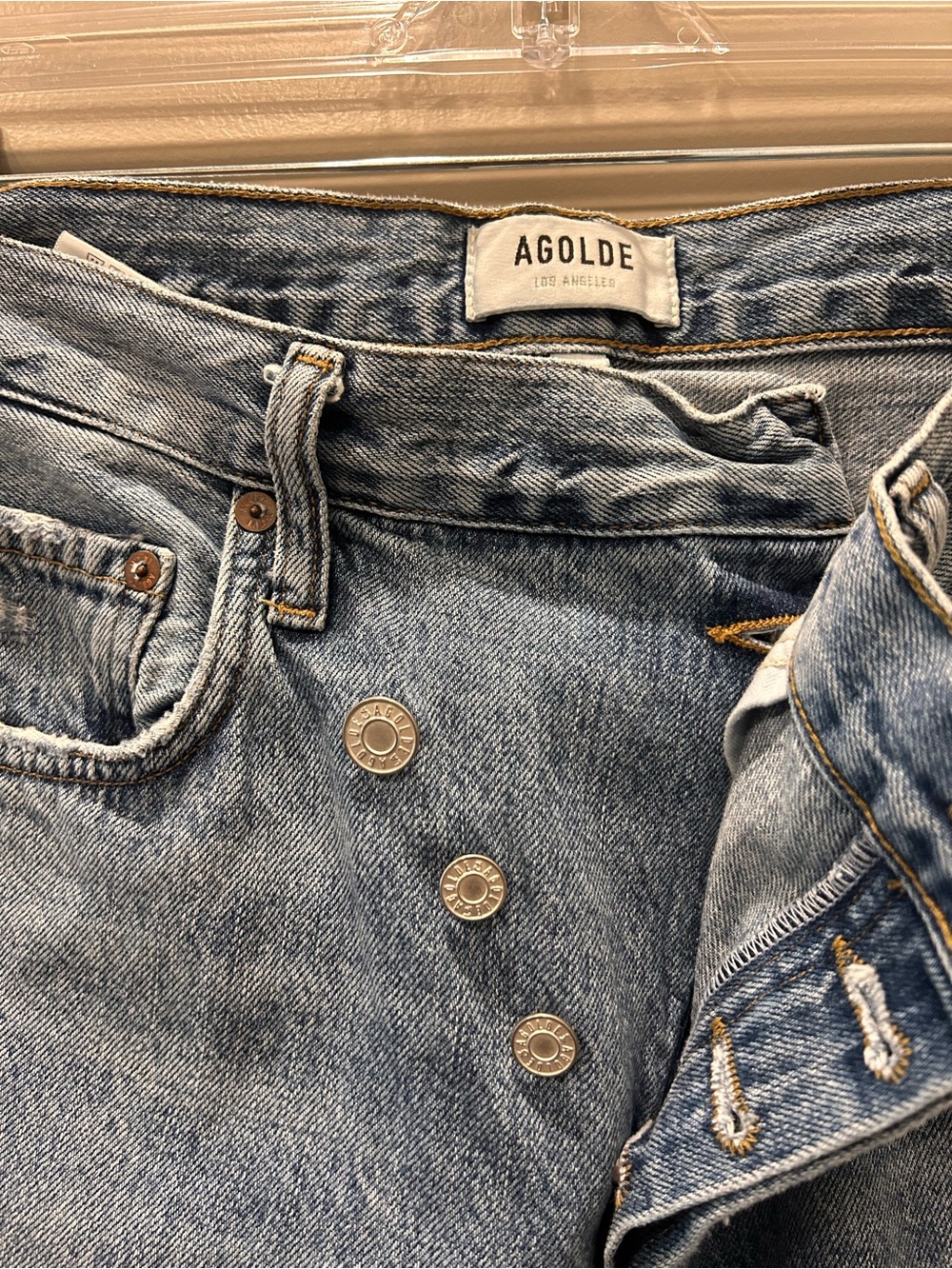 Agolde Light Blue High-Rise Button-Fly Jeans